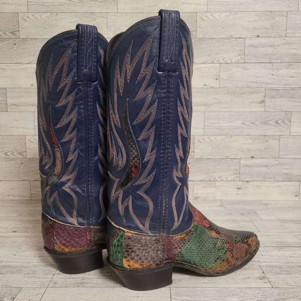 Vintage Dan Post Exotic Rainbow Python Snakeskin … - image 6